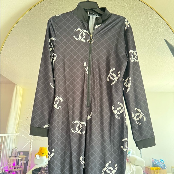 Gray and White Logo Jumpsuit
